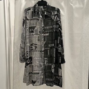 Sheer newspaper print top